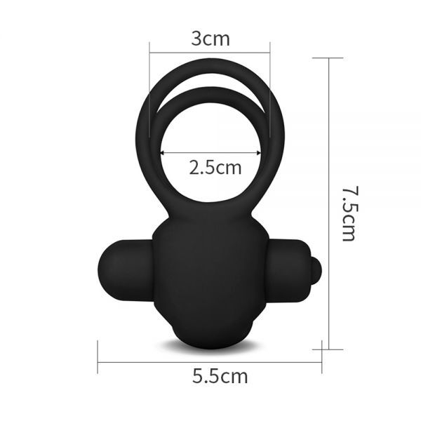 Ерекційне віброкільце Power Clit Cockring, Black
