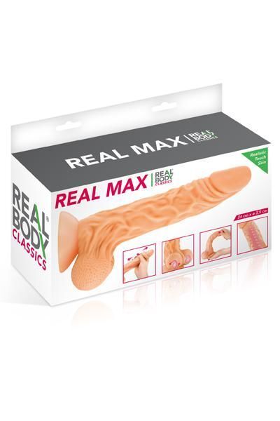 Фалоімітатор із рухомою крайньою плоттю Real Body  -  Real Max, діаметр 4,3 см, TPE