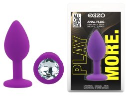 Силіконова анальна пробка EGZO - Silicone Purple Round Plug Clear, size S