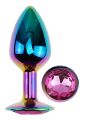 Анальна пробка з кристалом EGZO - Multicolor Round Plug Rose size S