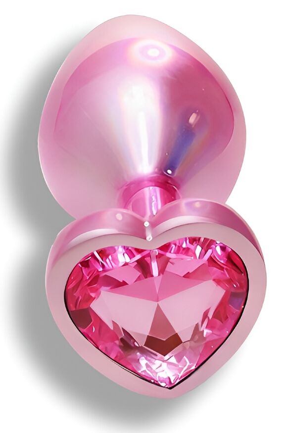 Анальна пробка з кристалом EGZO - Pink Perl Heart Plug Pink, size S