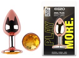 Анальная пробка с кристаллом EGZO - Rose Gold Round Plug Yellow size M
