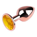Анальна пробка з кристалом EGZO - Rose Gold Round Plug Yellow size M