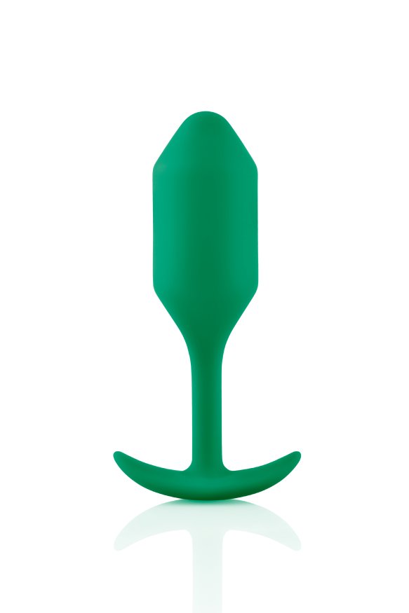 Анальная пробка со смещенным центром тяжести B-Vibe Snug Plug 2, силиконовая, зеленая