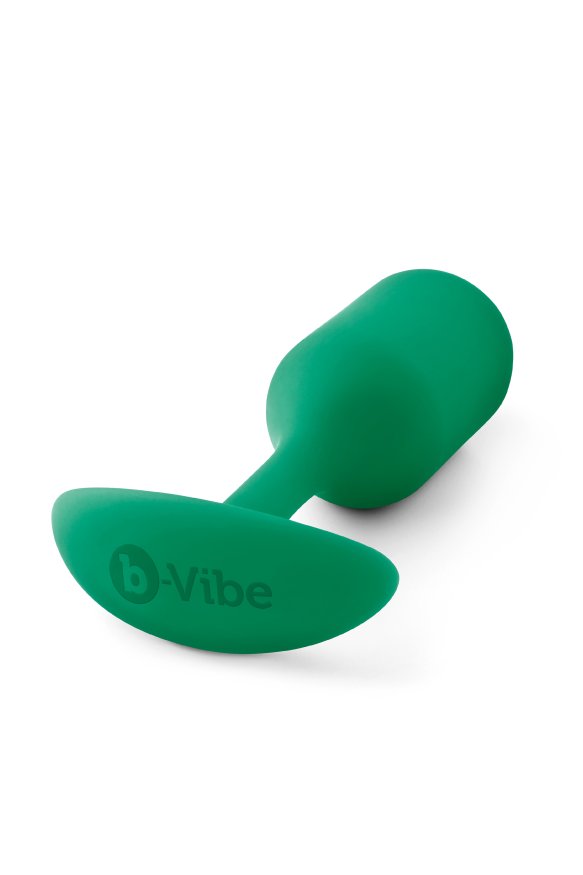 Анальная пробка со смещенным центром тяжести B-Vibe Snug Plug 2, силиконовая, зеленая