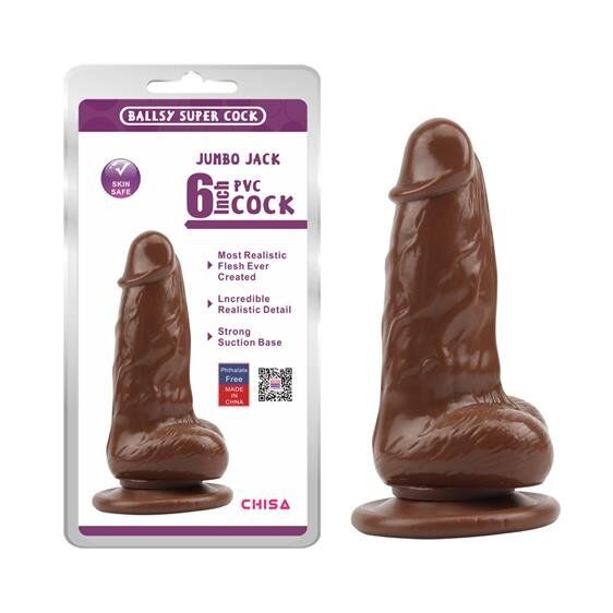 Фалоімітатор - Ballsy Super Cock Jumbo Jack 6" Brown