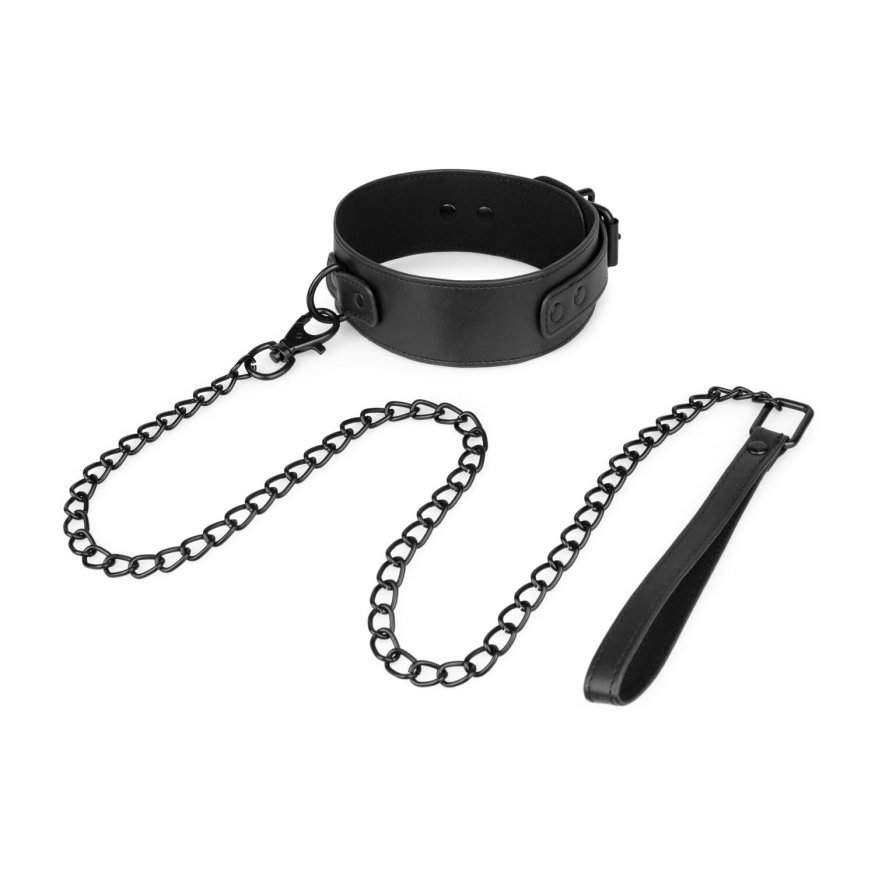 Нашийник з повідцем Bedroom Fantasies: Faux Leather Collar &amp; Chain