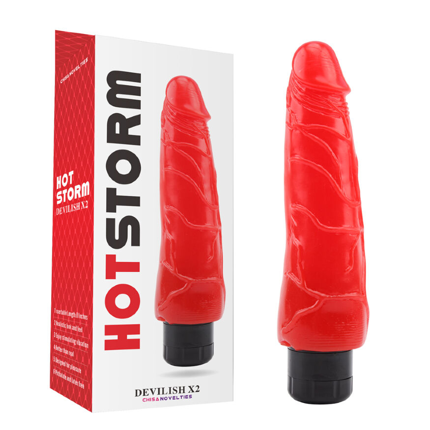 Вибратор реалистичный на батарейках Chisa Hotstorm Devilish X2, красный