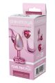 Анальная пробка розовая Dream Toys Gleaming Love с декоративным камнем в виде сердца, S