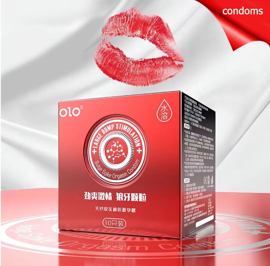 Латексные тонкие текстурированные презервативы OLO - LARGE BUMP STIMULATION, 10 шт