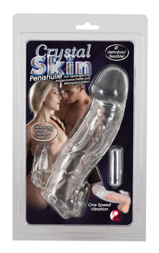 Прозора насадка на член з м'якого еластичного матеріалу Chrystal Skin Penis Sleeve Vibro