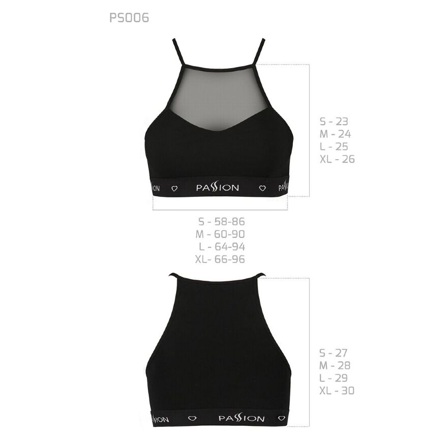 Спортивный топ с прозрачной вставкой PS006 TOP black XL - Passion
