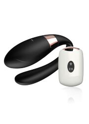 Инновационный адаптивный V-вибратор для пар со светодиодной подсветкой - V-Vibe Black, USB, 7 Function, Remote Control