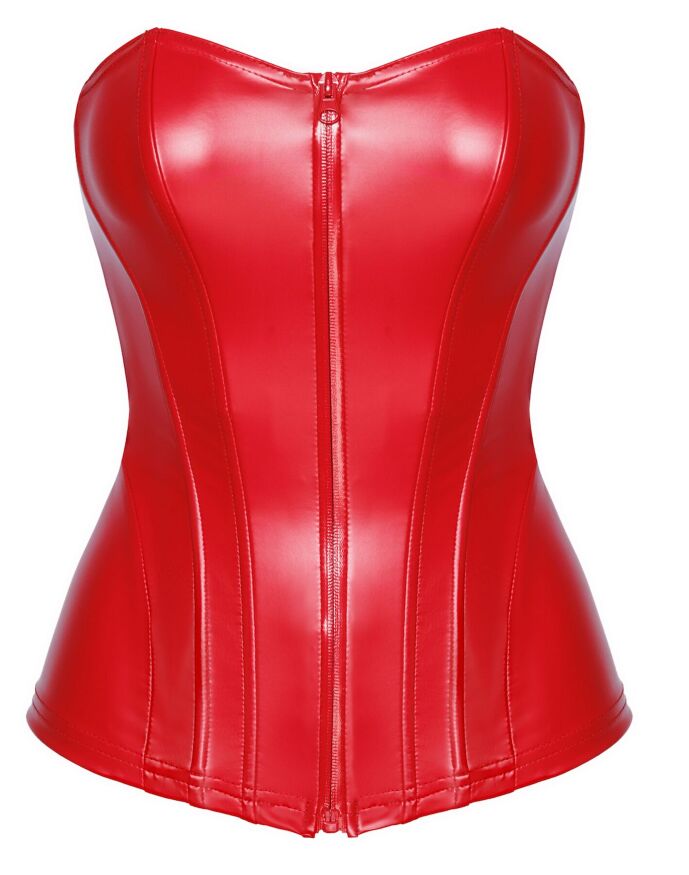 Корсет Noir Handmade F355 Red powerwetlook corset - S
