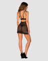 Сорочка кружевная Obsessive Allastia chemise &amp; thong black S/M