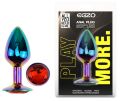 Анальная пробка с кристаллом EGZO - Multicolor Round Plug Red size S