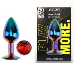 Анальна пробка з кристалом EGZO - Multicolor Round Plug Red size S