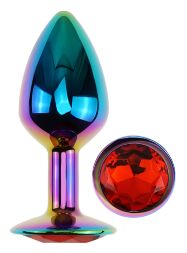 Анальна пробка з кристалом EGZO - Multicolor Round Plug Red size S