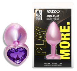 Анальна пробка з кристалом EGZO - Pink Perl Heart Plug Purple, size S