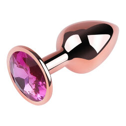 Анальная пробка с кристаллом EGZO - Rose Gold Round Plug Rose size M