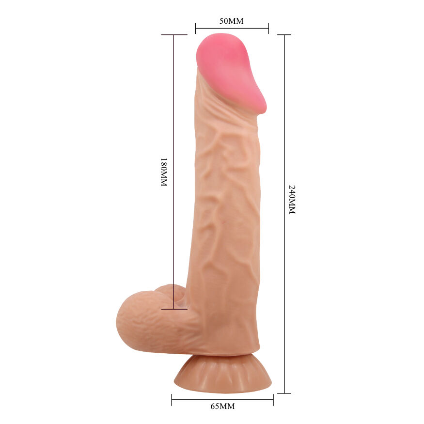 Фаллоимитатор на присоске, с хребтом и эффектом скользящей кожи LyBaile - Flesh Sliding Skin 9,4”, BW-008104NRG