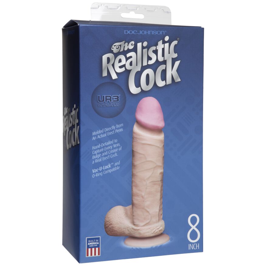 Фаллоимитатор Doc Johnson The Realistic Cock 8 inch White - ULTRASKYN, Vack-U-Lock (мятая упаковка)