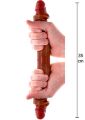 Двухсторонний фаллоимитатор с крайней плотью ToyJoy Get Real коричневый, 35 cм