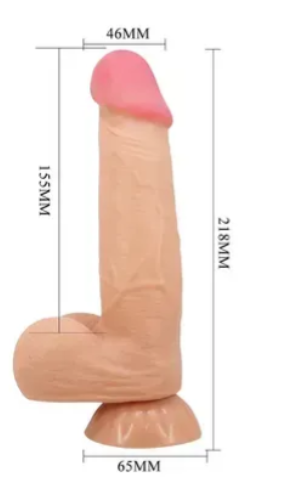 Фалоімітатор на присосці, з хребтом та ефектом ковзної шкіри LyBaile - Sliding Skin 8,5'' Flesh