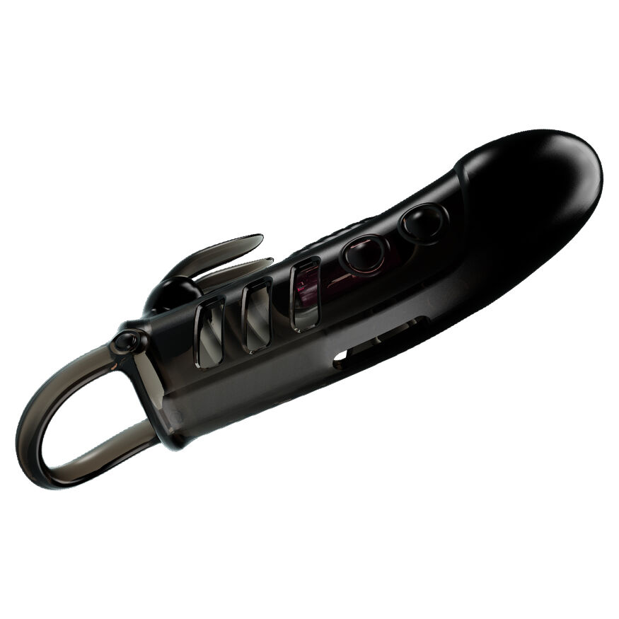 Щільна вібронасадка на пеніс з петлею для мошонки Pretty Love Sloane Vibrating Penis Sleeve Black