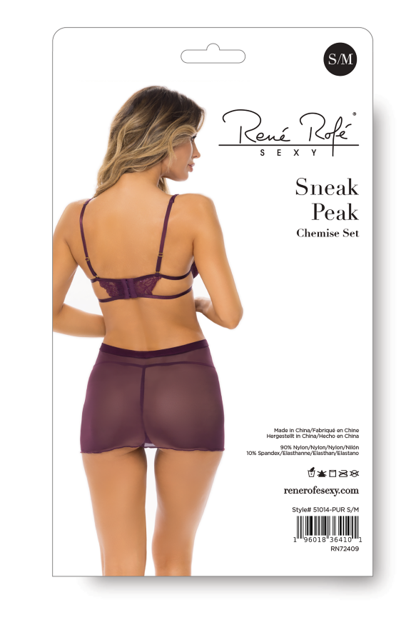Сексуальная сорочка SNEAK PEAK CHEMISE SET PURPLE, S/M