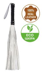 Флогер з комбінованої шкіри Flirty COMBO Leather - Black & Pearl, BM-00014