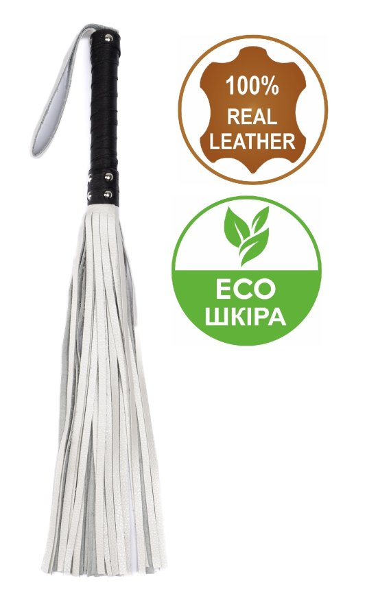 Флогер з комбінованої шкіри Flirty COMBO Leather - Black &amp; Pearl, BM-00014