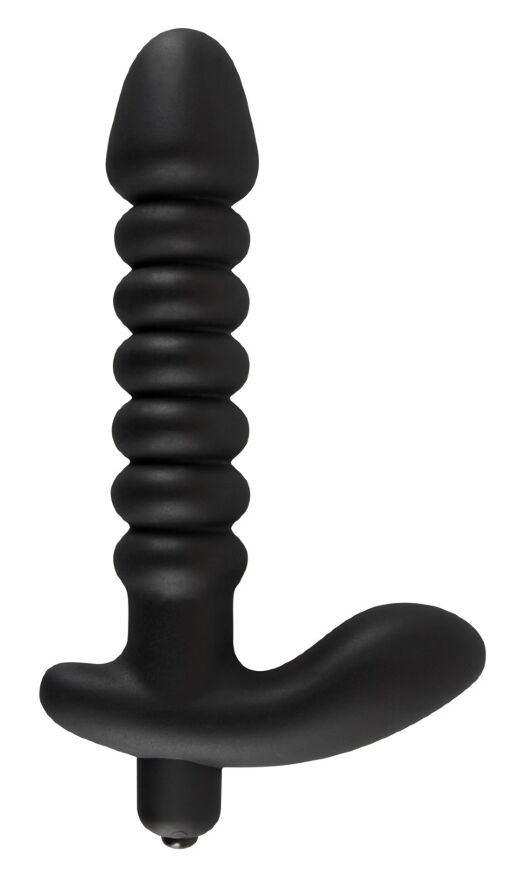 Потужний анальний вібратор чорного кольору Black Velvets Vibrating Plug Medium