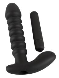 Потужний анальний вібратор чорного кольору Black Velvets Vibrating Plug Medium