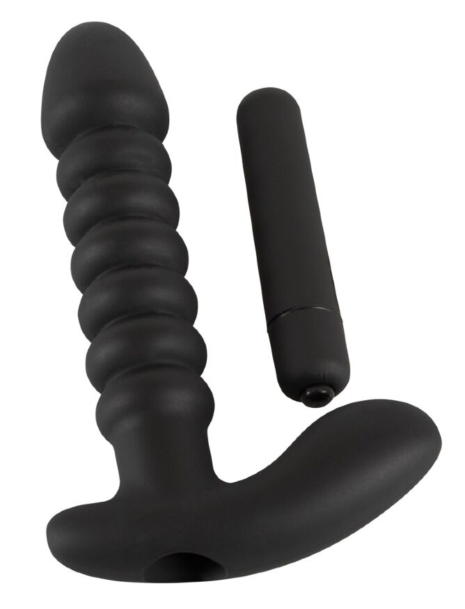 Потужний анальний вібратор чорного кольору Black Velvets Vibrating Plug Medium