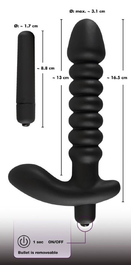 Потужний анальний вібратор чорного кольору Black Velvets Vibrating Plug Medium