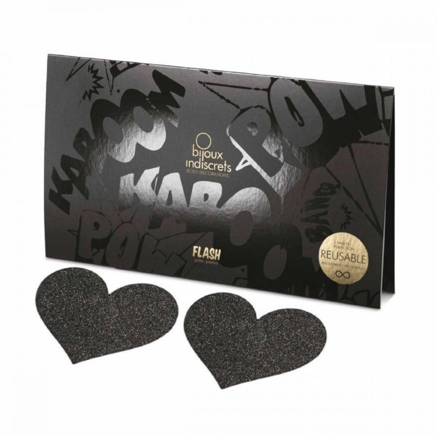 Прикраса для грудей Flash - Heart Black Bijoux Indiscrets