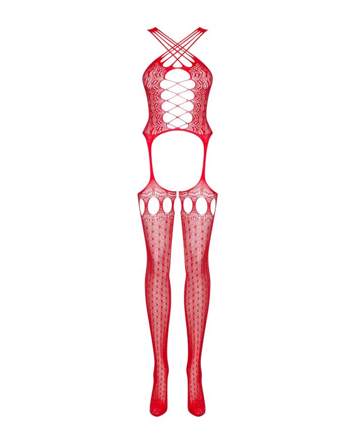 Соблазнительный бодистокинг Obsessive G313, красного цвета S/M/L