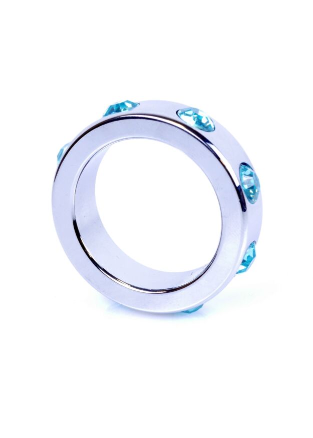 Эрекционное кольцо Boss Series Metal Cock Ring with Light Blue Diamonds Medium