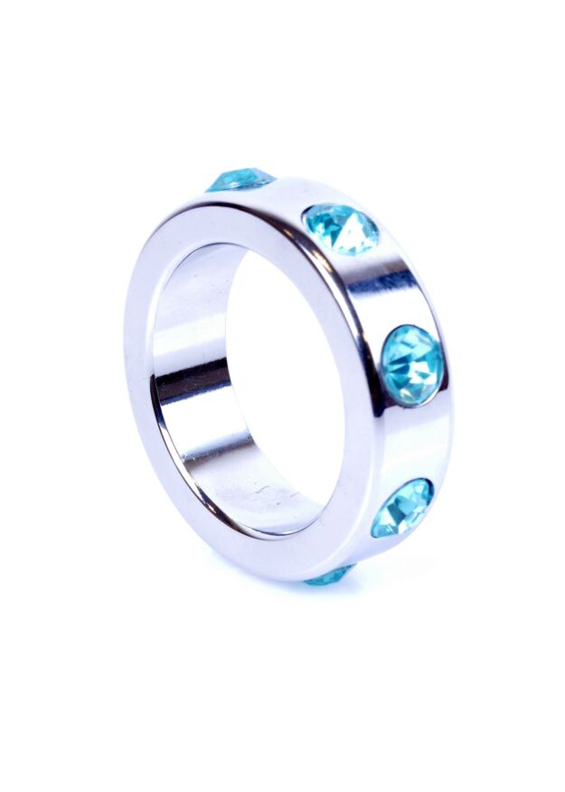 Эрекционное кольцо Boss Series Metal Cock Ring with Light Blue Diamonds Medium