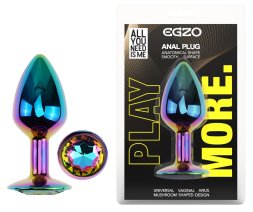 Анальна пробка з кристалом EGZO - Multicolor Round Plug Rainbow size S