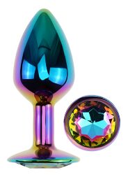 Анальна пробка з кристалом EGZO - Multicolor Round Plug Rainbow size S