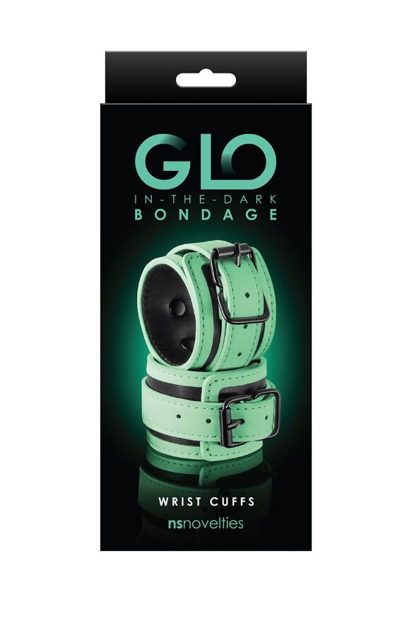 Наручиники, светятся в темноте NS Novelties GLO BONDAGE WRIST CUFF GREEN
