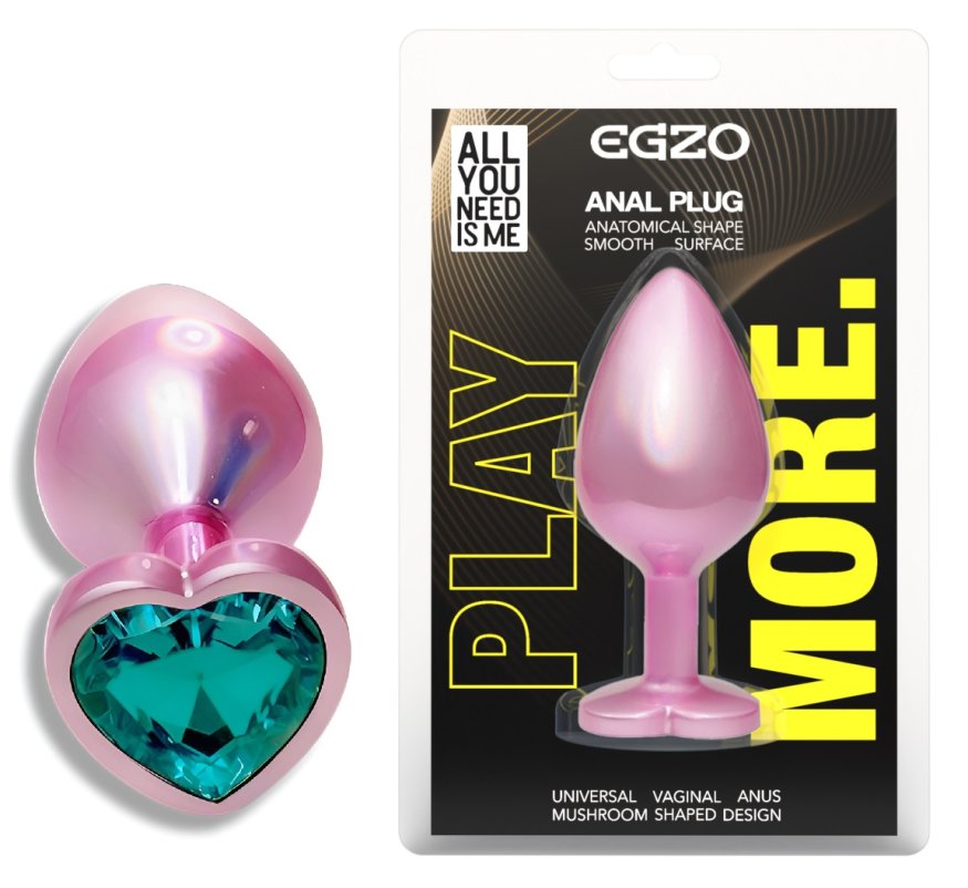 Анальная пробка с кристаллом EGZO - Pink Perl Heart Plug Marine, size S