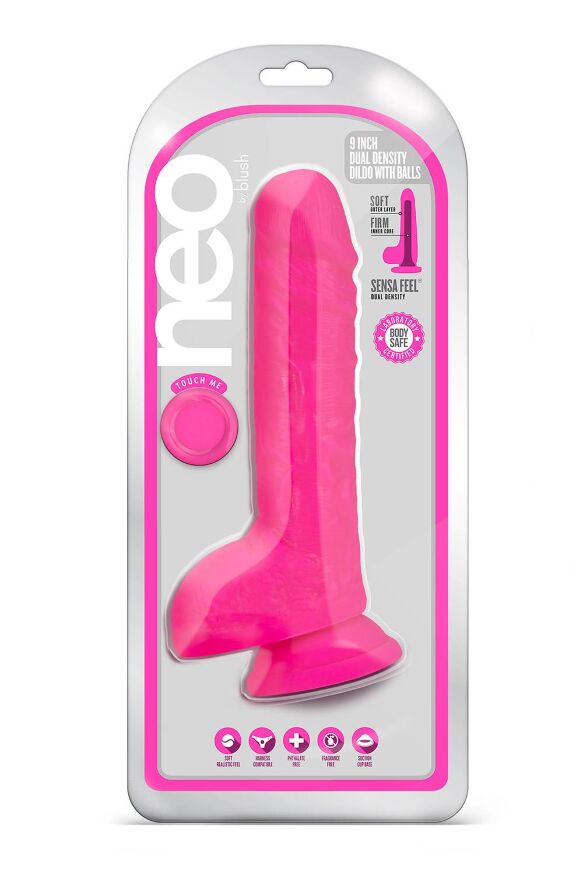 Фаллоимитатор с двойной плотностью Blush NEO 9 INCH DUAL DENSITY DILDO NEON PINK