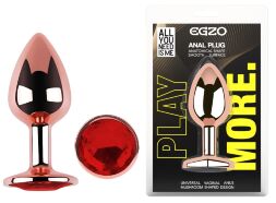 Анальная пробка с кристаллом EGZO - Rose Gold Round Plug Red size M