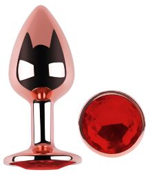Анальная пробка с кристаллом EGZO - Rose Gold Round Plug Red size M