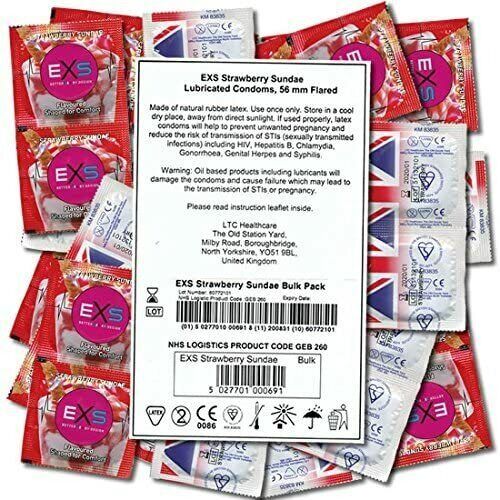 Презерватив EXS со вкусом клубники Flavoured strawberry sundae Веган за 5 шт