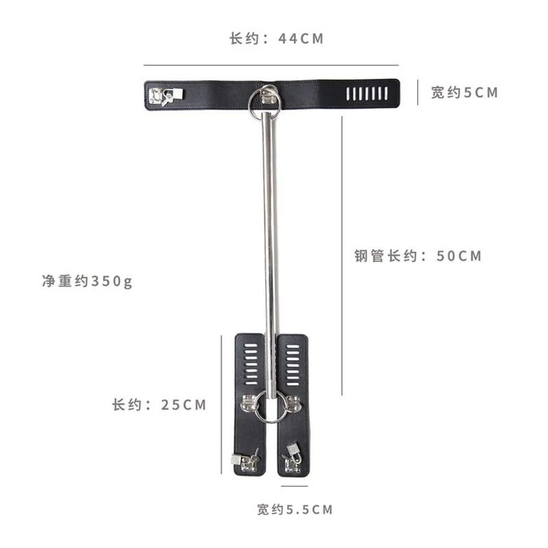 Бондаж для шеи и запястья Ds Fetish Metal bondage spreader bar with restraints black