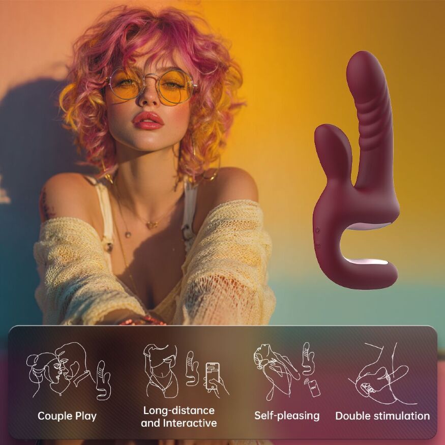 Смарт-пульсатор Magic Motion Magic Duet Bordeaux, 10 режимов пульсаций, 10 режимов вибрации